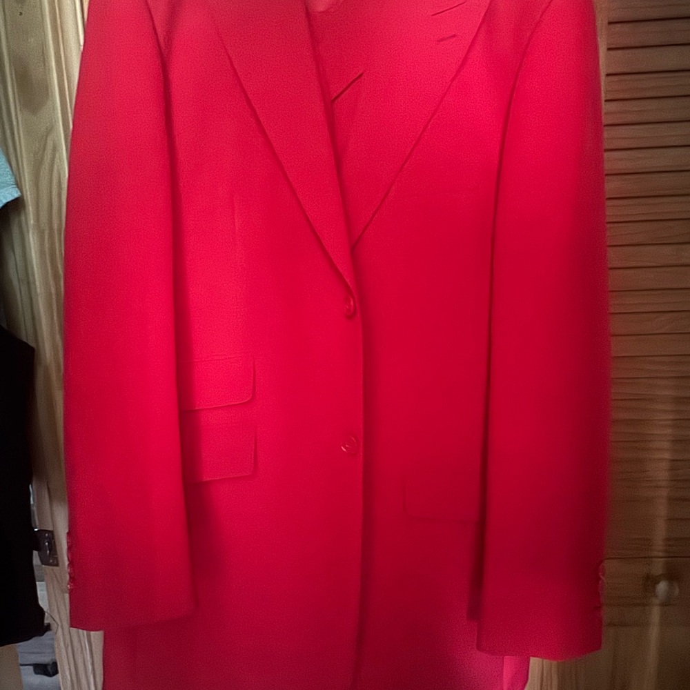 Men's 70s style red three-piece suit